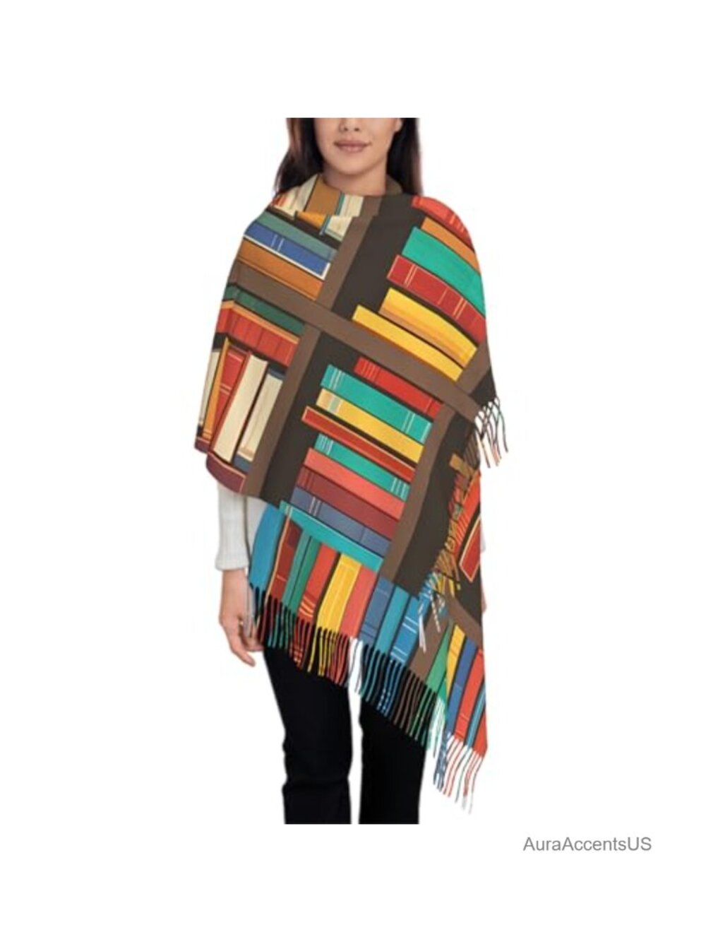 Oversize Scarf for Women Faux Cashmere Fringe Wrap Shawl Winter Fall Tassel